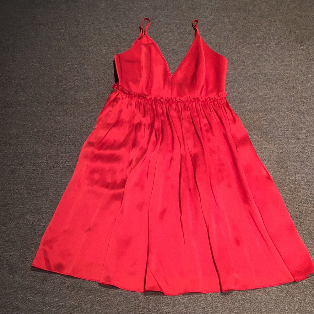 Rose red mini spaghetti strap dress